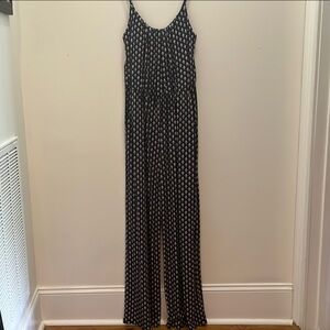 Kaileigh Black and White Sleeveless Halter Jumpsuit